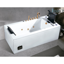 Baignoire avec meuble TV blanc mat avec tablier