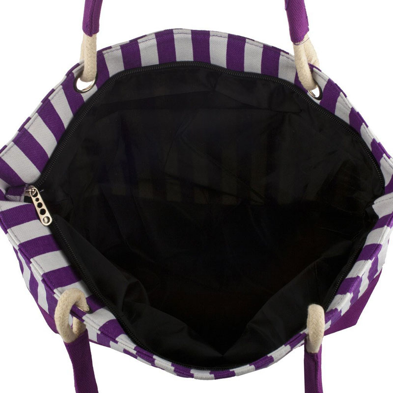 Purple Stripes Beach Tote