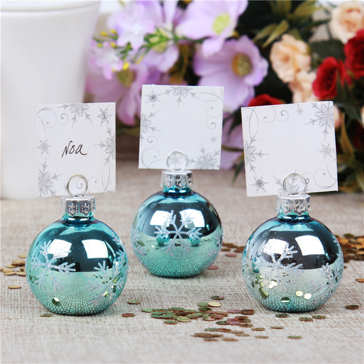 PC002-4 Snowflake Bauble Place Card Holder Blue