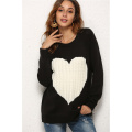 Women's Crewneck Cute Heart Knitted Sweaters