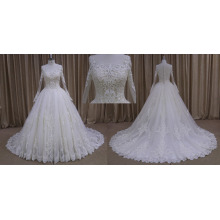 Robe de mariée princesse plein lacet manches longues