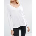 White Long Sleeve and DIP Back Wholesale Fashion Women T Shirt