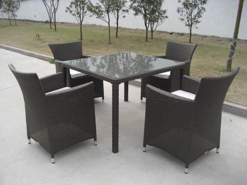 5PCS Patio Classic Square Dining Table Set