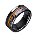 Black Tungsten Wood Inlay Engagement Rings For Her