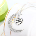 Silver Moon Necklace Pendant Silver Necklace 80cm Letter Necklace Initial