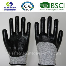 Guante de trabajo de seguridad resistente al corte con guantes de seguridad recubiertos de nitrilo 3/4