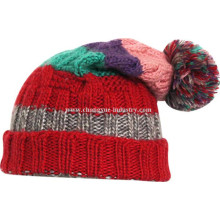 Chapéu do beanie moda inverno malha pom pom