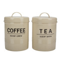 Retro Cream Enamel Tea Coffee Sugar Canisters Jars