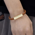 USB Charger Mens Braided Brown Leather Bracelet