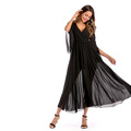 Mulheres sexy profundo decote em v chiffon vestido de noite