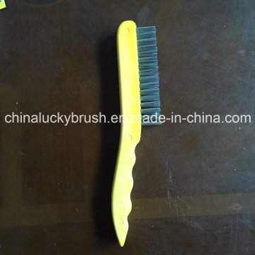 9" Yellow Colour Plastic Handle Steel Wire Brush (YY-517)