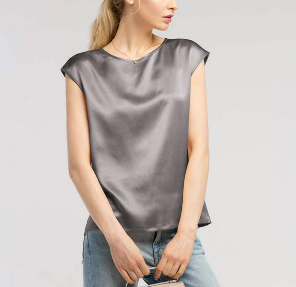 Grey Silk Tops