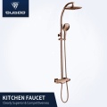 Rose Gold Exposed Brass Thermostatic Shower Mixer Faucet
