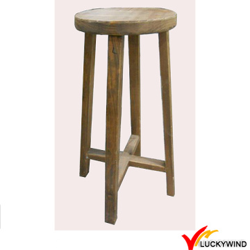 Vintage Wooden Round Bar Stool High Chair