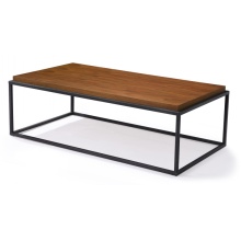 Tables basses basses en métal avec plateau en bois carré