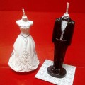 Romantic wedding bride and groom shape candle