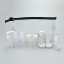 holiday shampoo lotion packaging 40ml 50ml clear pet plastic sanitiser leakproof travel bottles kit set with zipper bag