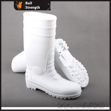 White PVC Rain Boots with Steel Toe Cap (Sn5322)