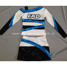 Metallic Shiny Cheerleading Uniform with Rhinestones