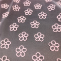 Pink Flowers Flocking Printed Tulle for Home Textile