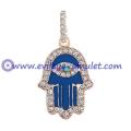 Rose Gold Dark Blue Enamel Hamsa Necklace