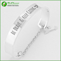 Be Brave and Keep Going Inspirational Message Arrow Clasp Cuff Bracelet