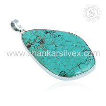 Heavenly Sky Sea Turquoise Gemstone Jóias Pingente Atacado Jóias de Prata