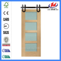 Knotty Alder Wood Mirrored Interior Barn Door with Sliding Door Hardware