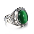 925 sterling silver jewery Green agate stone ring