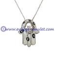 Evil Eye Hamsa Necklace - Enamel Sterling Silver and Cubic Zirconia