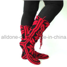 Fashionable New Design Comfy Soft Hand Knit Knee High Slipper Socks