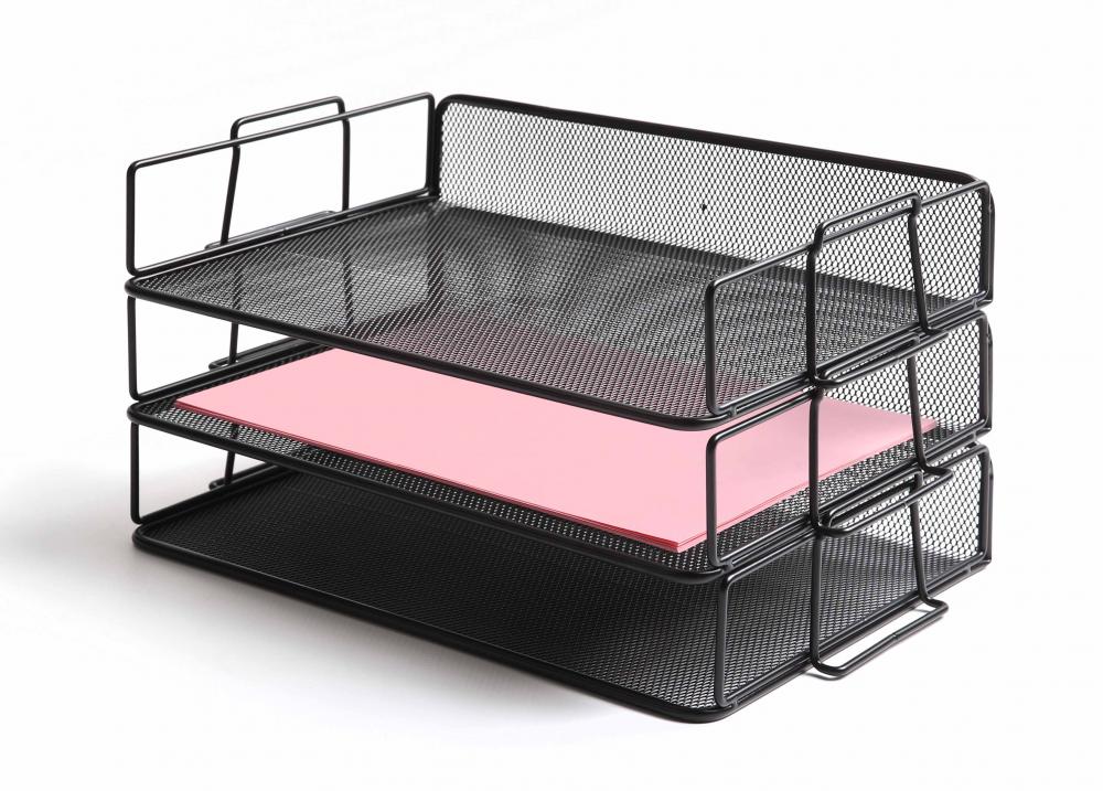 Wire Metal Mesh Office Desk Organizer File Tray