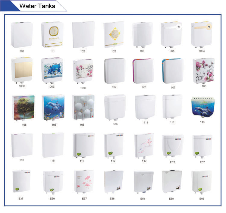 WC Toilet Plastic Printing Wall Hung Toilet Tank