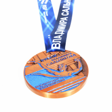 Blauer Glitzer -Emaille erhöhte Metallschwimmmedaille