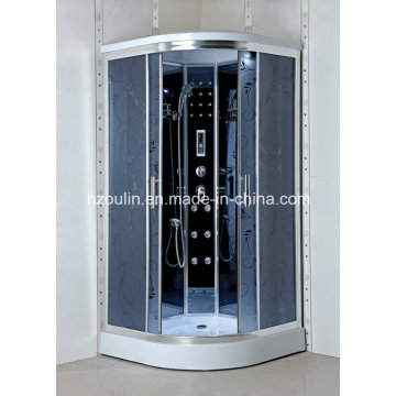 Shower Cabin with Acid Design Grey Glass