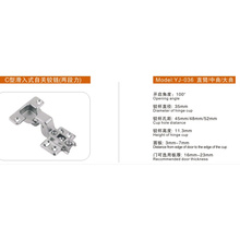 Two Way Cabinet Door Hinge with Slide on Plate 036