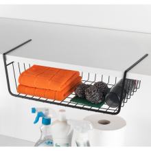 Modern black hanging storage basket under shelf sliding wire basket for kitchen