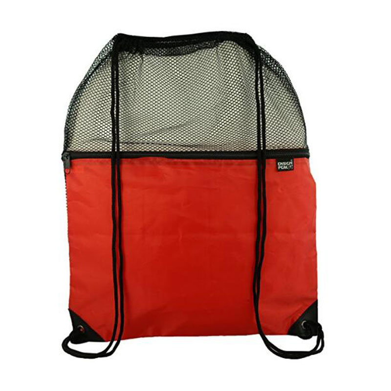 Red Mesh Drawstring Backpack