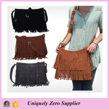 Fashion Women′s Suede Weave Tassel Shoulder Bag (54076)