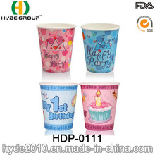 Pared simple barato desechable de papel taza de café para cumpleaños infantiles (HDP-0111)