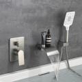 Brushed Nickel Wall Tub Faucet Spout Combo Set