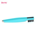 Slanted end Stainless steel eyebrow tweezers with brush