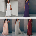 Women's V Neck Floral Lace Maxi Dress