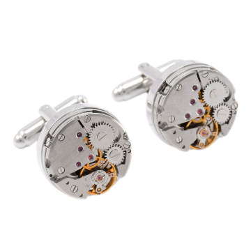 Steampunk working watch movement cufflinks