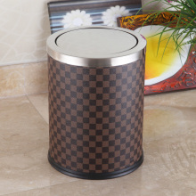 Round Stainless Steel Grid Design 12L Swing Dust Bin (F-12LE)