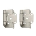 Self-Closing Partial Wrap Around Cabinet Hinges - Self Closing Partial Wrap 1/2" Overlay Hinge (Pair) in Satin Nickel