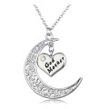 Silver Moon Necklace Pendant Silver Necklace 80cm Letter Necklace Initial