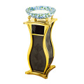 Fashionable Iron Dustbin for Lobby with Glass Ashtray (YW0069)