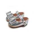 Patentleder Silber Mädchen Baby Kleid Schuhe