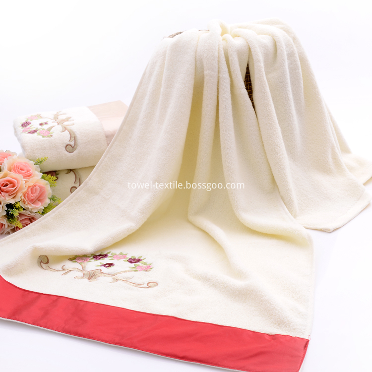 Towels with Elegant Silk Patch